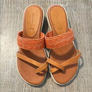 HELENE ROUGE Leather Woven‎ Texture Platform Sandals Size 7